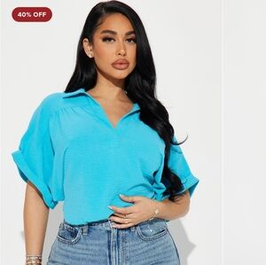 Fashion Nova Bright Blue Blouse